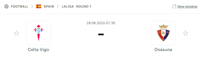 Soi Kèo Celta vs Osasuna 01h30 Ngày 28/08 – Vòng 1 La Liga 2026/27
